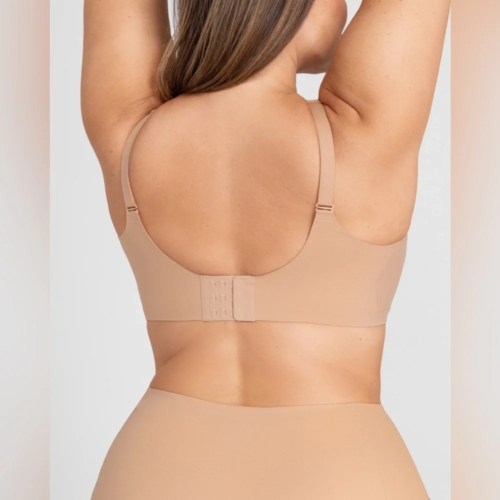 Honeylove Crossover Wireless Mesh Comfort Bra in Sand Size 1X